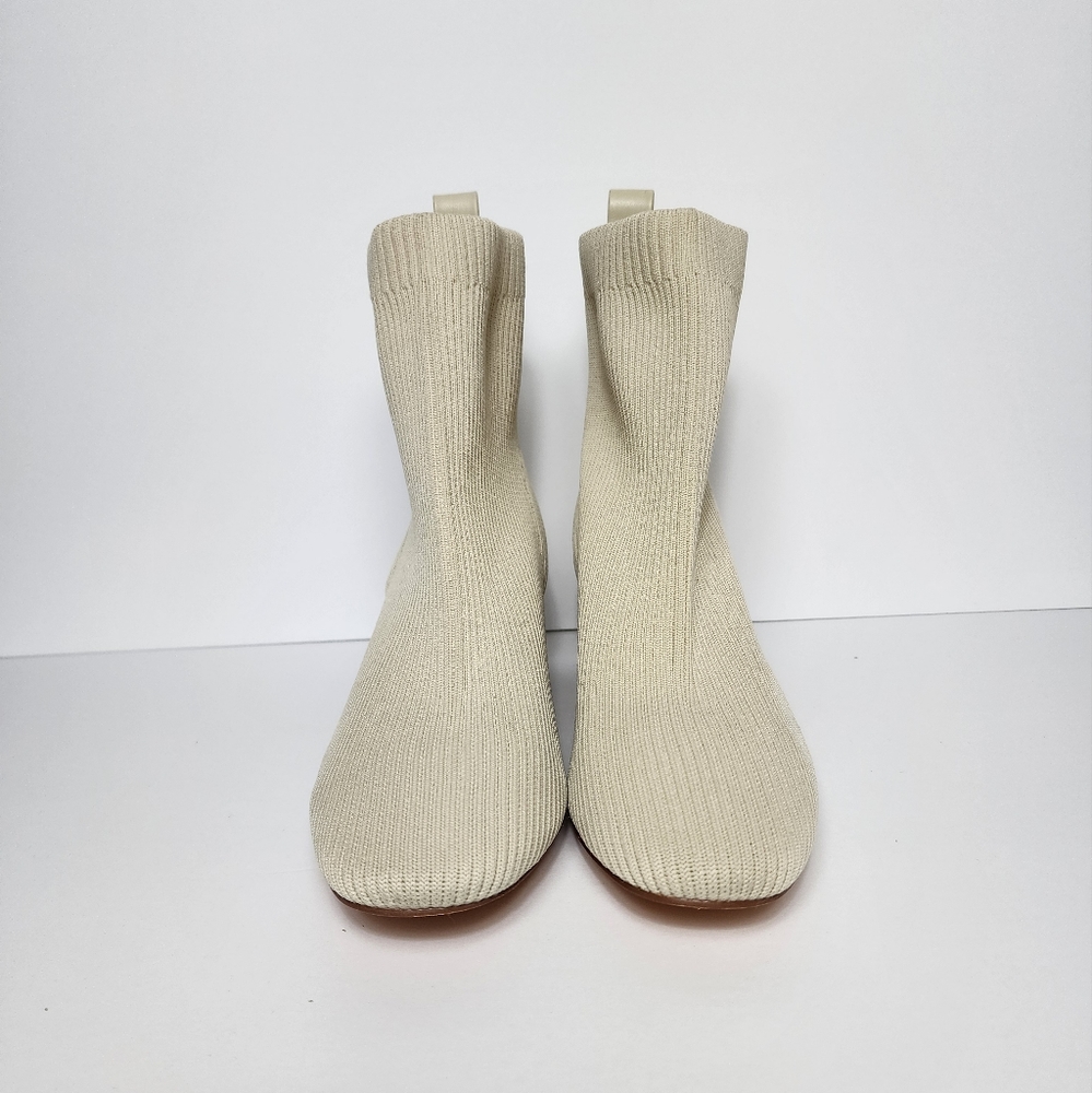 Joie Neely Stretch Glove Bootie Womens 7.5M Cream Pull On Heeled Almond … - Picture 2 of 8